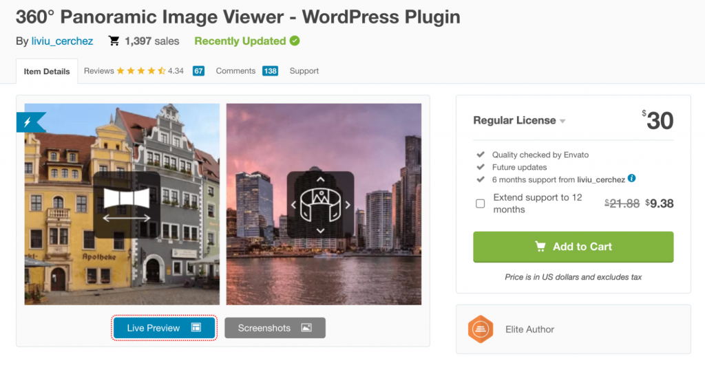 360 Panoramic Image Viewer WordPress VR plugin