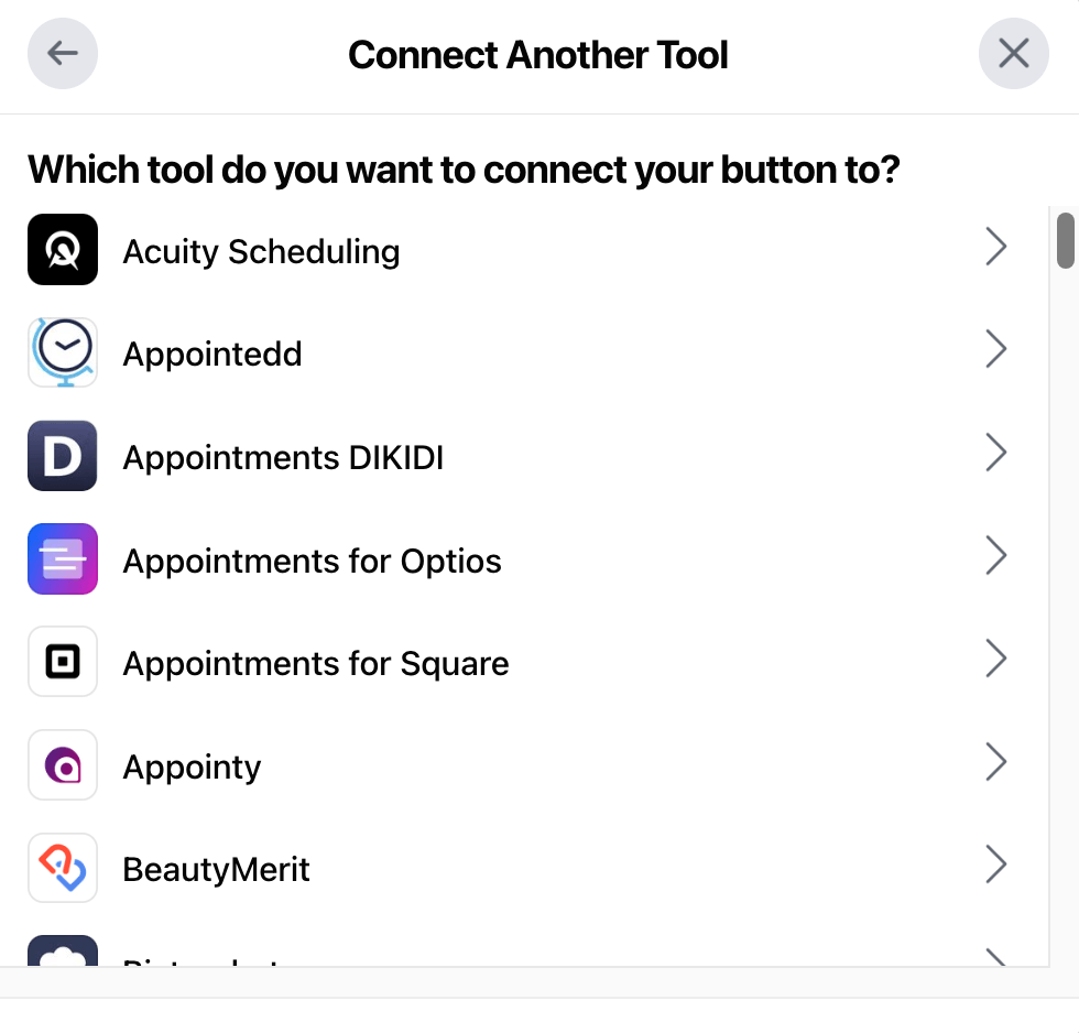 connect another tool to facebook appointment