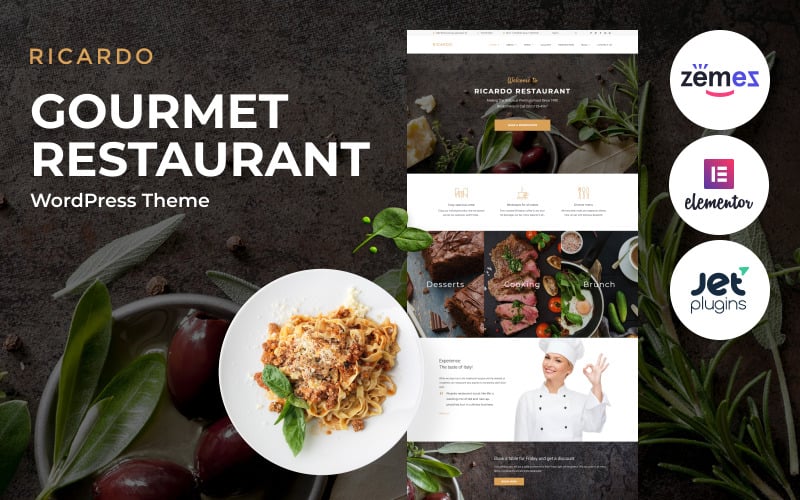 ricardo gourmet restaurant responsive wordpress theme