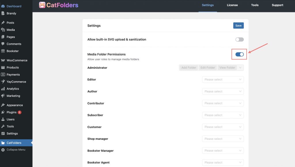 Enable Media Folder Permissions of CatFolders
