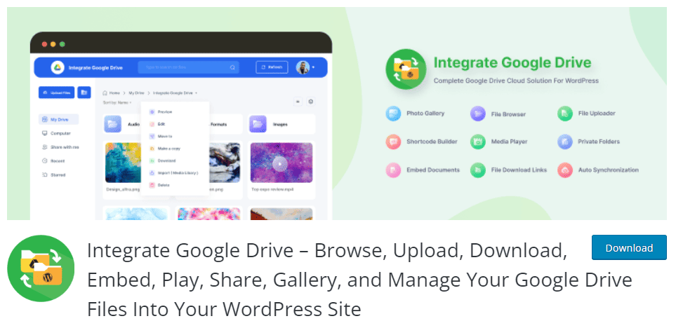 Integrate Google Drive - wordpress google drive plugin
