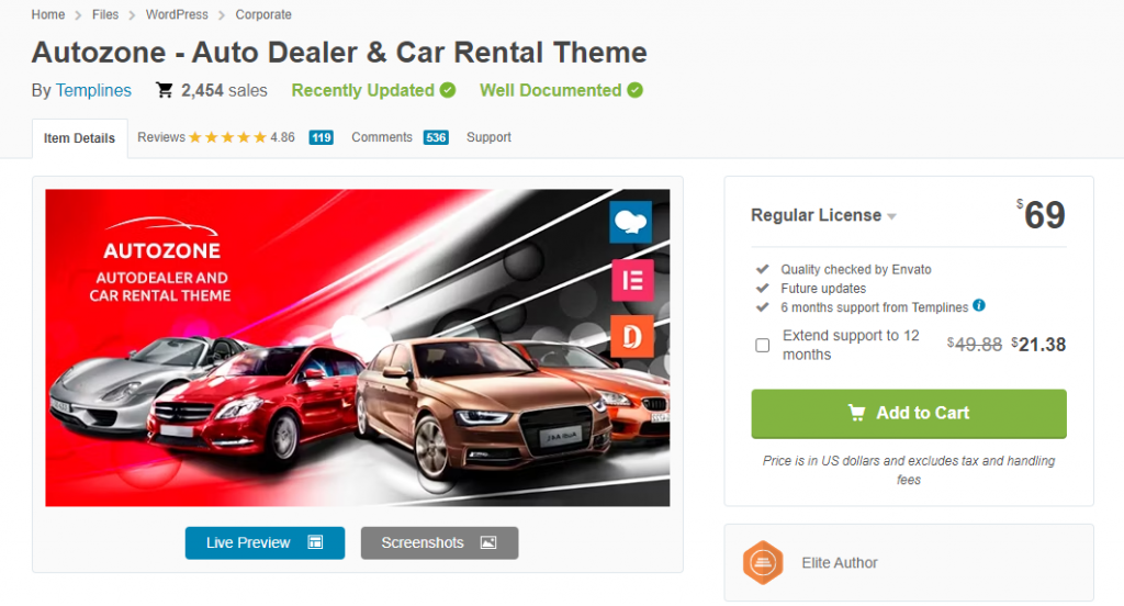 Autozone wordpress theme - car rental WordPress theme