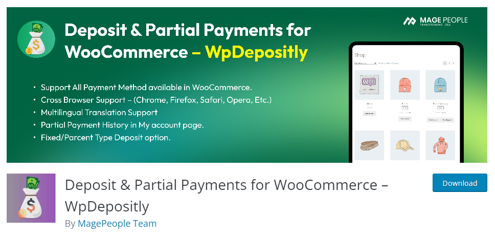 Deposit & Partial Payments for WooCommerce – WpDepositly