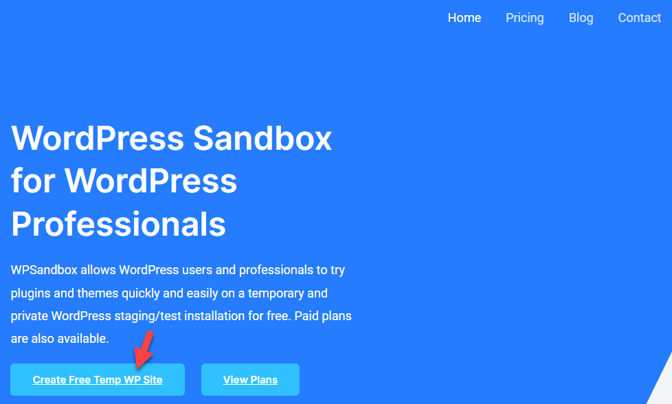 create a temp site - WordPress sandbox