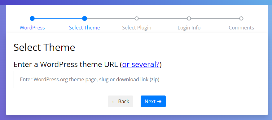 select theme - WordPress sandbox