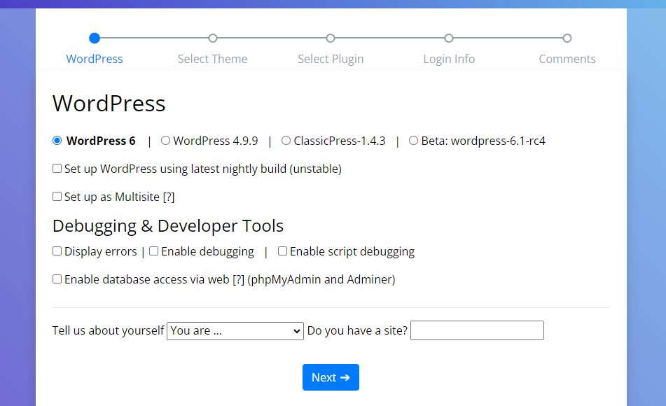 wpsandbox configuration