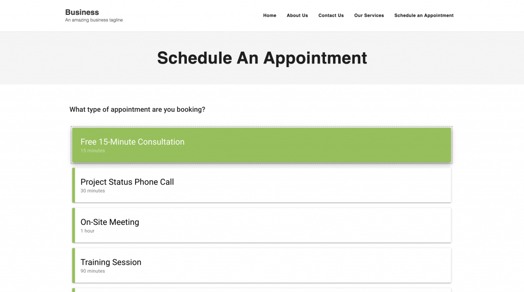 Schedule appointment with Simply plugin