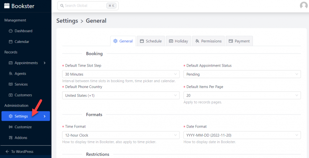 settings - Create a Multi-Step Reservation Form