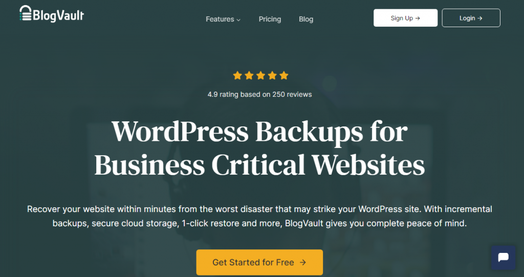 blogvault - Generate a WordPress Database Backup Manually
