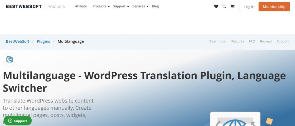 A screenshot of Multilanguage’s company - Bestwebsoft’s website