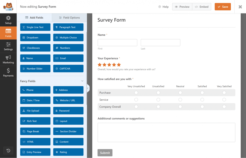 WPForms's user interface