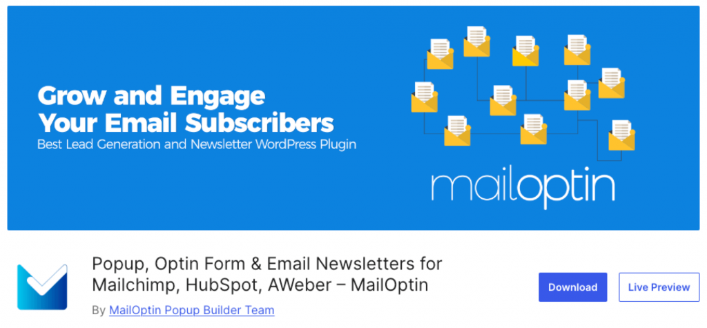 Grow and engage your email subscribers with MailOptin