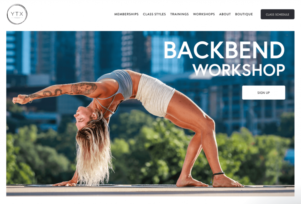 Yoga website homepage