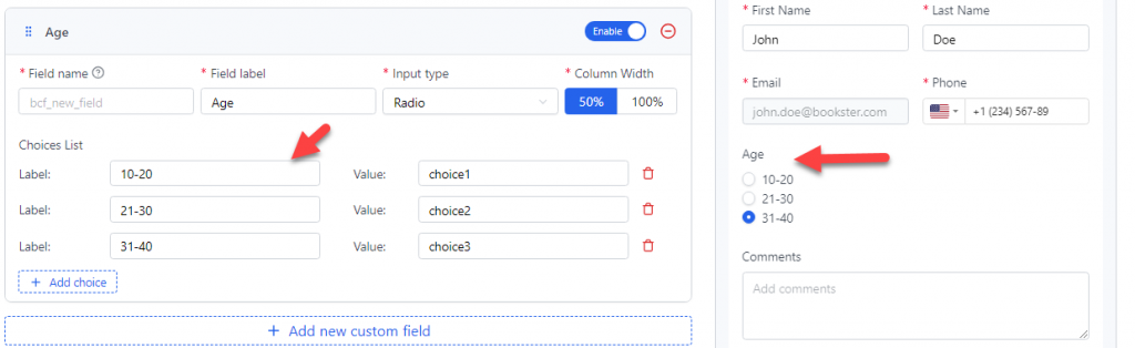 radio buttons