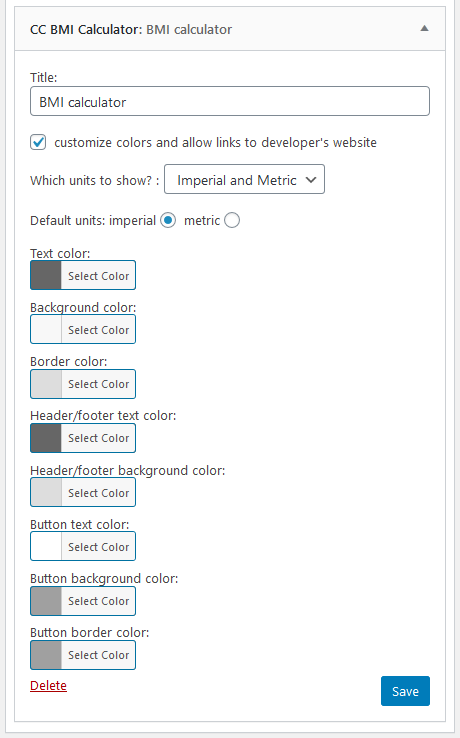 calculator plugin settings