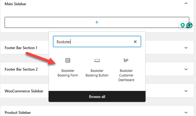 booking form block