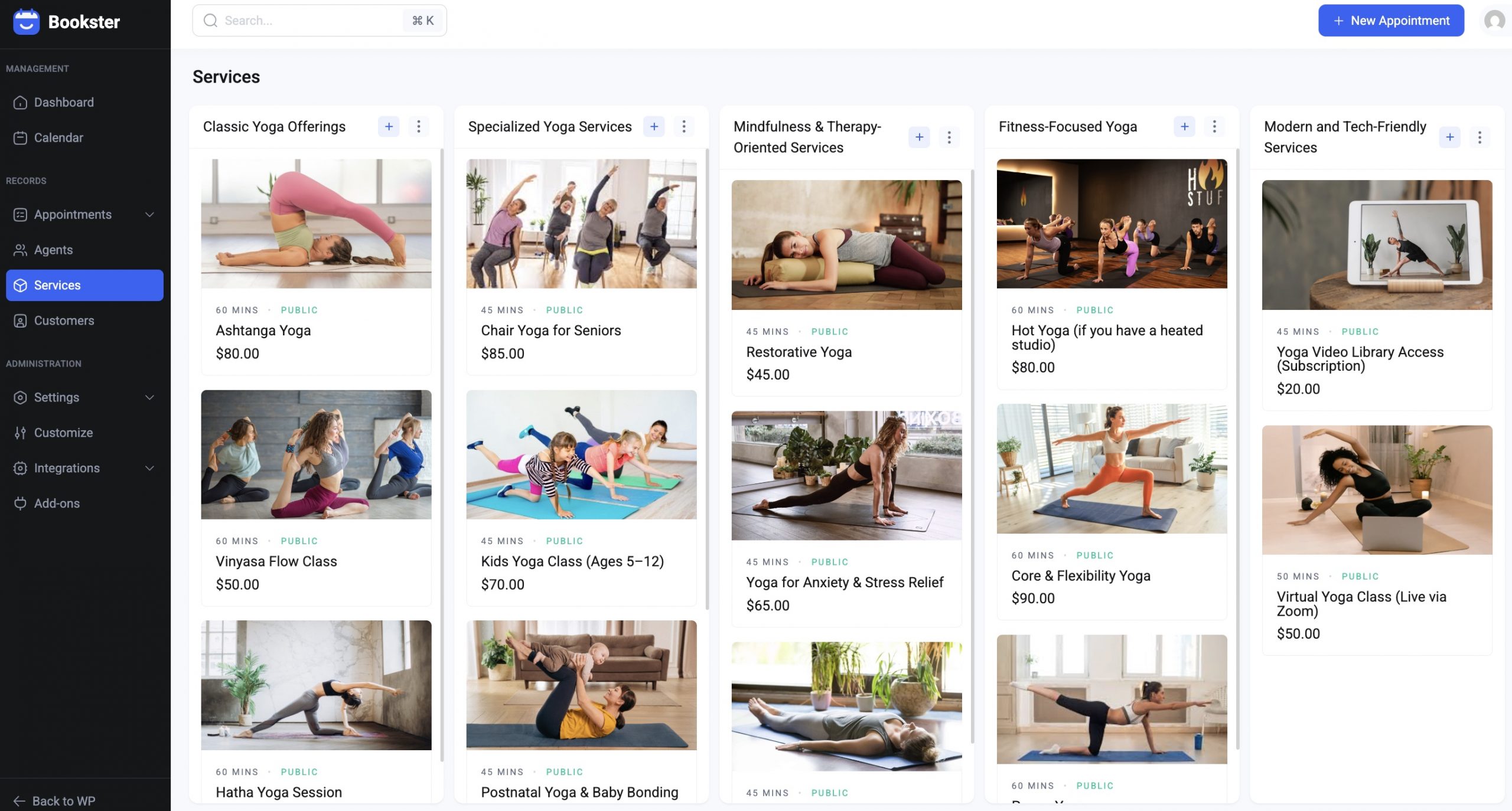Booking system service for Yoga class to serve as Online & Onsite appointment scheduling