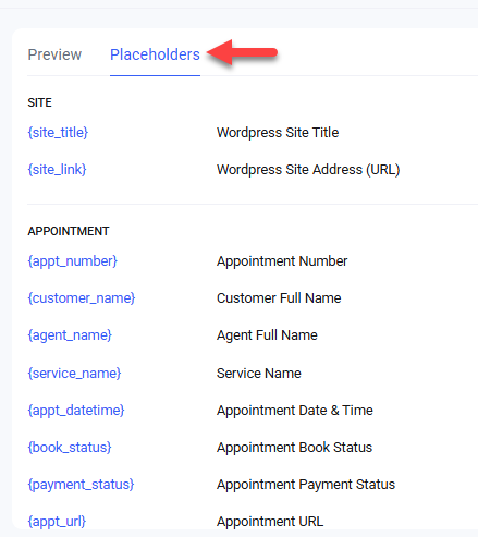 email placeholders