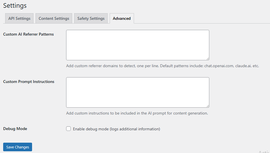 advanced settings