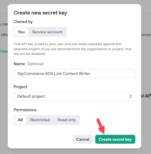 create new secret key