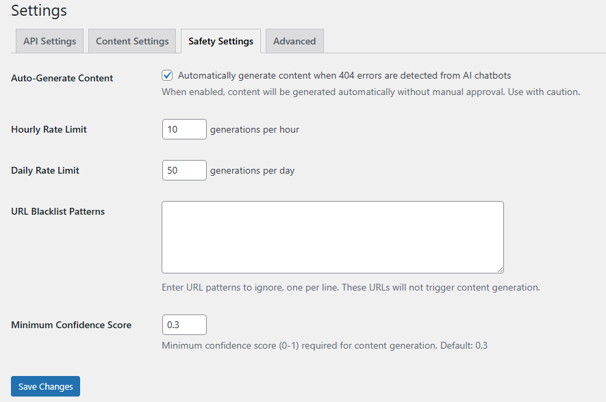 safety settings
