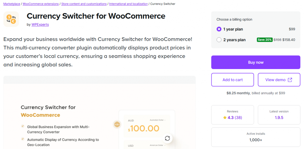 Currency Switcher for WooCommerce - WooCommerce Currency Switcher Plugins