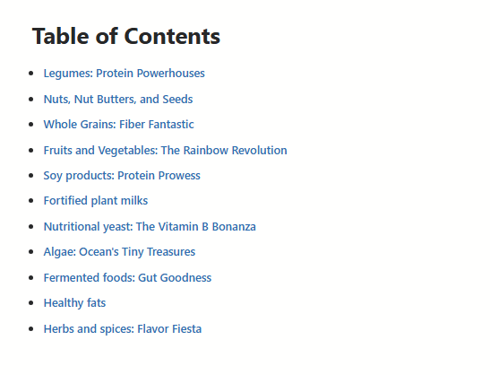 all toc links added - table of contents in wordpress without plugin