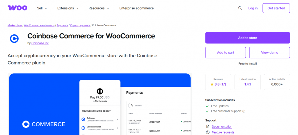 Coinbase Commerce for WooCommerce - crypto payment plugins for wordpress