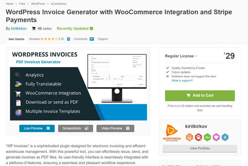 WordPress Invoice Generator with WooCommerce Integration - wordpress invoicing plugins