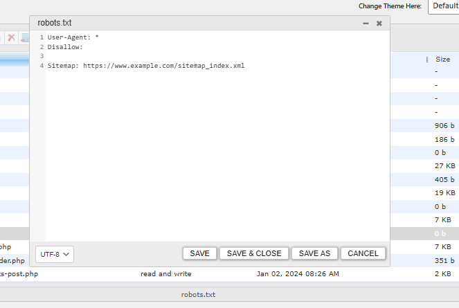 sample robots file