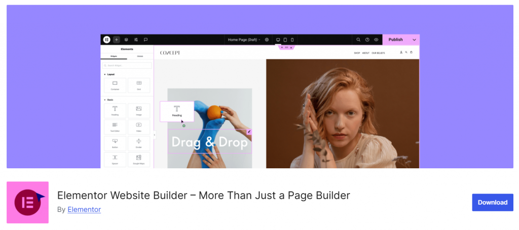 Elementor - best wordpress page builder plugins