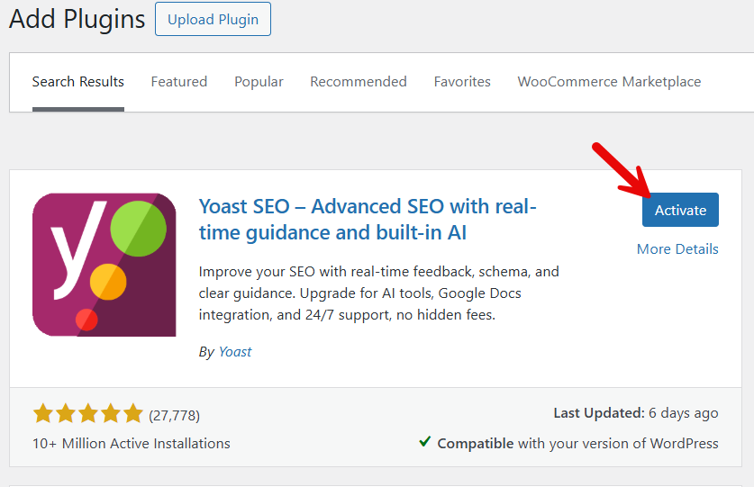 activate yoast seo plugin - Add Meta Tag and Meta Description in WordPress