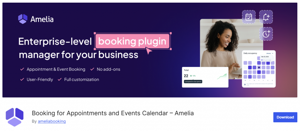 Amelia - free WordPress booking plugins