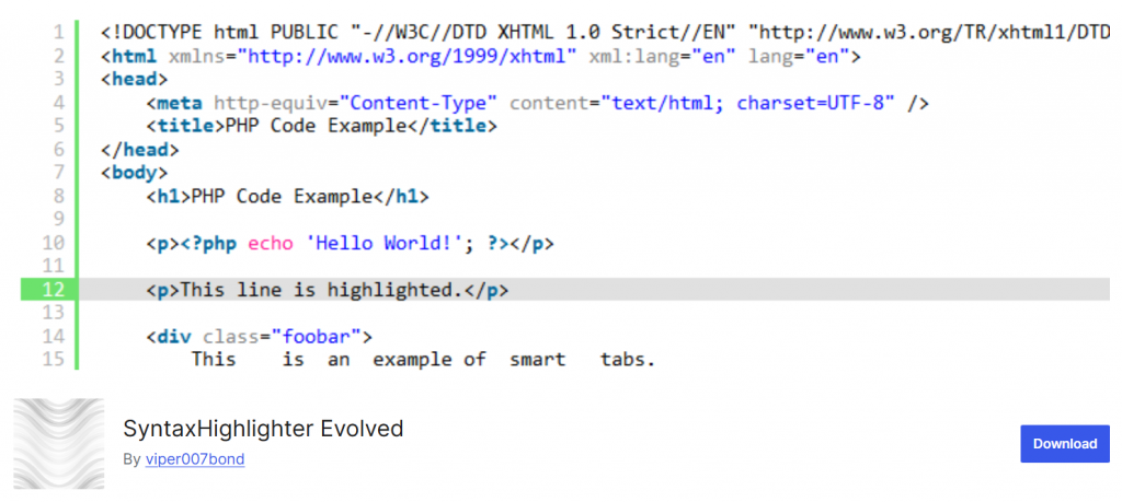 SyntaxHighlighter Evolved - display code in wordpress
