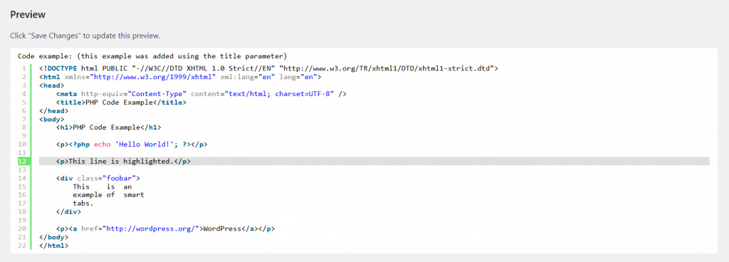 SyntaxHighlighter Evolved preview