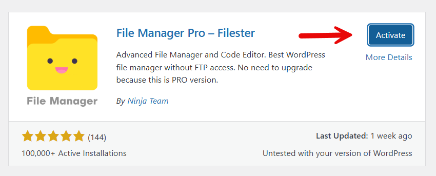 activate filester plugin