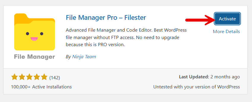 activate filester - create a WordPress site-specific plugin