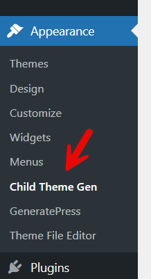 child theme gen settings - create a WordPress child theme