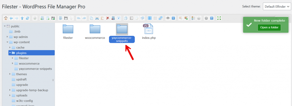 custom folder created