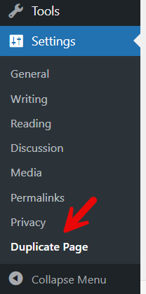 duplicate page settings - duplicate a page or post in WordPress