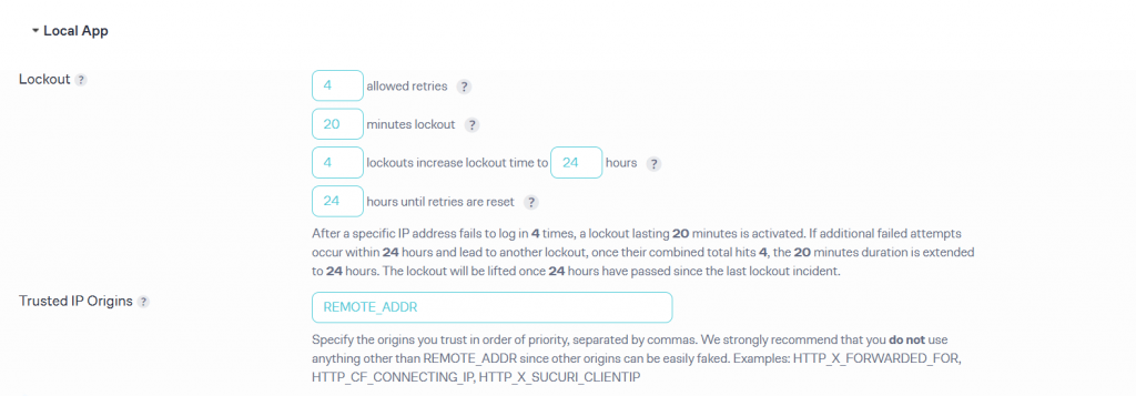local app configuration