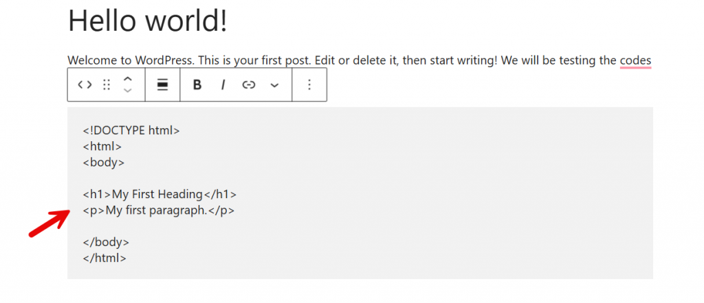 paste code in code block