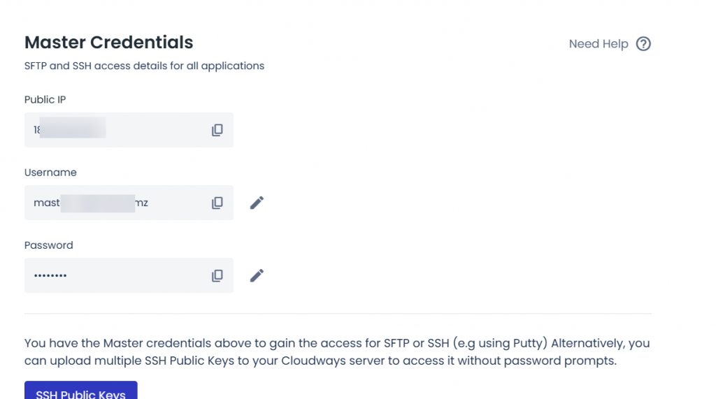 sftp credentials