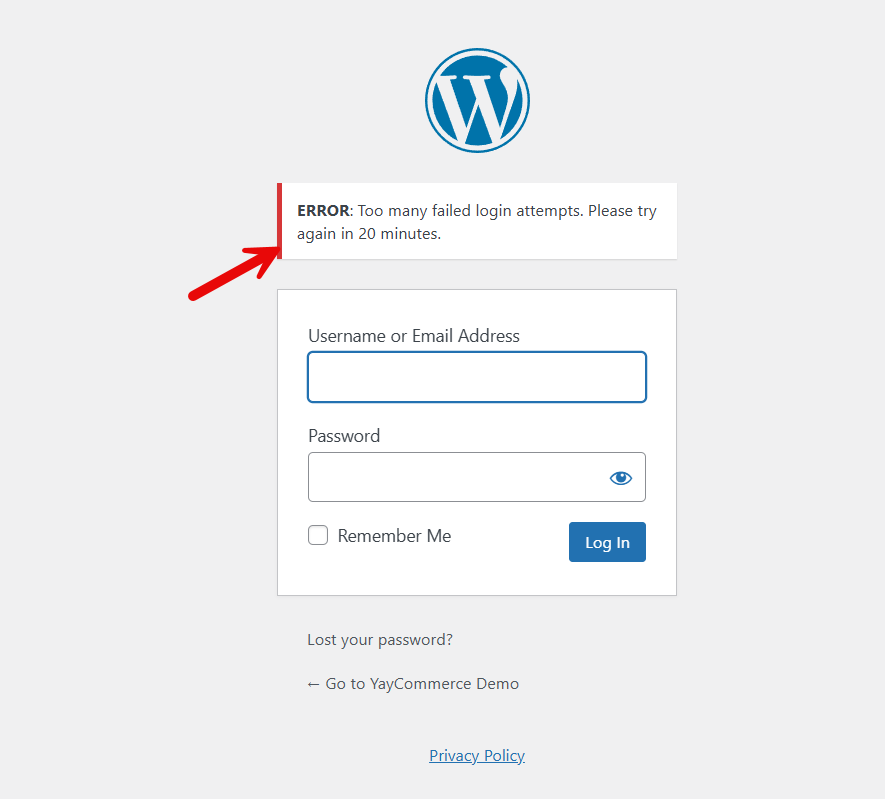 too many failed logins - Limit login attempts in WordPress