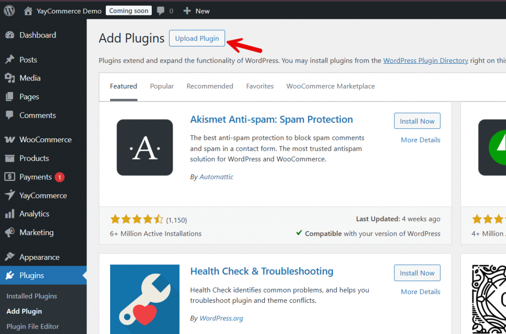upload plugin - Install WordPress Plugins
