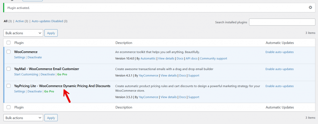 yaypricing activated