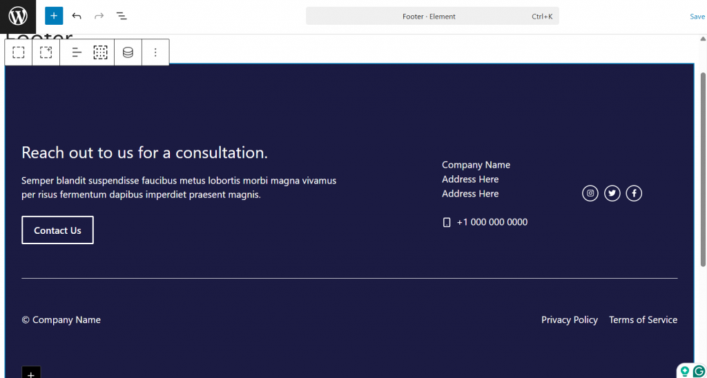 footer imported - Create custom footer in GeneratePress