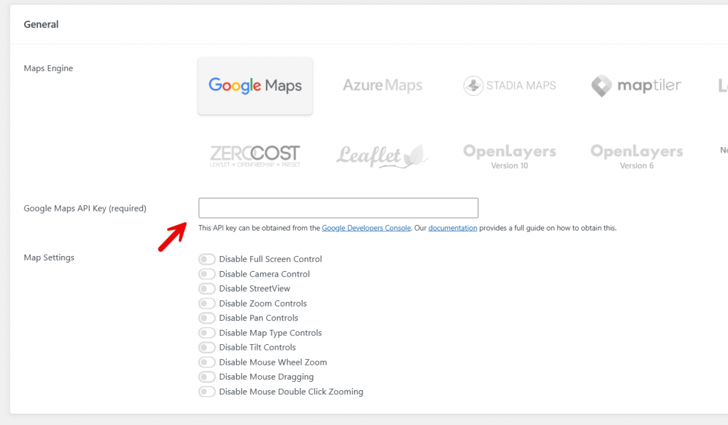 api key - Embed Google Maps in WordPress