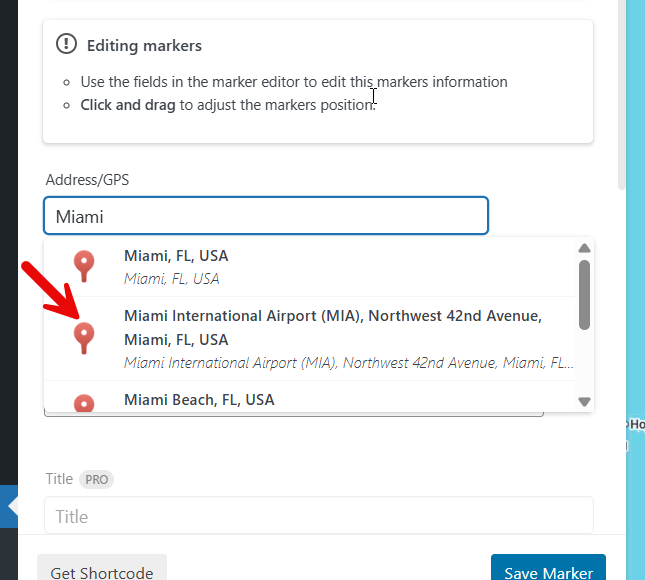 choose marker location