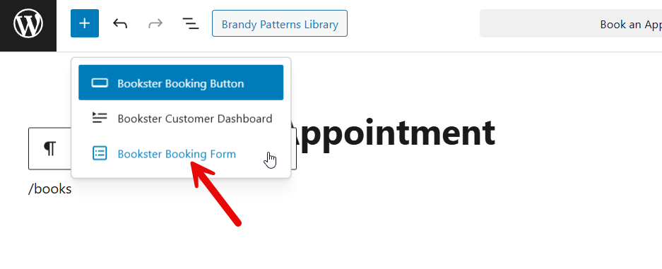bookster booking form
